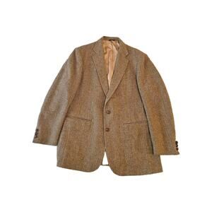 RETRO 80'S Brown Herringbone Men's Sport Coat Jacket by Alexander ROSS